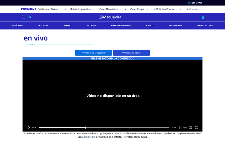 Ecuavisa fuera de Ecuador