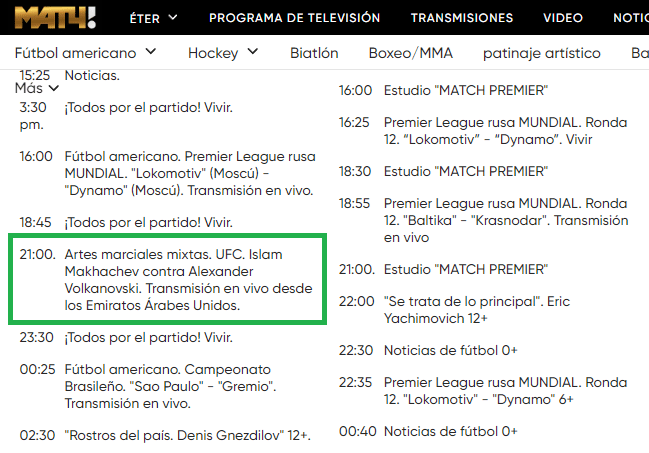 UFC en MatchTV